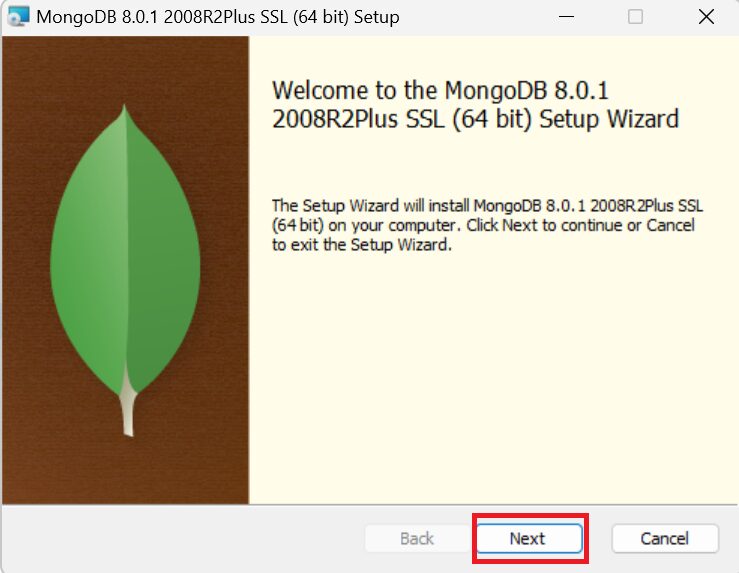 MongoDBサーバーインストーラー画面